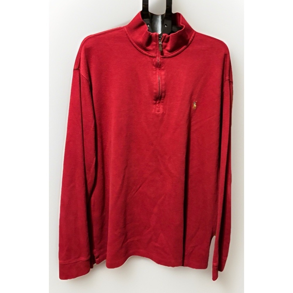 Polo Ralph Lauren Mens 2X 1/4 Quarter Zip Estate Rib Pullover Sweater Red